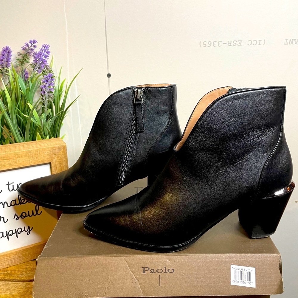 Paolo Westly Leather Booties in Black Women's Size 6 - Picture 4 of 8